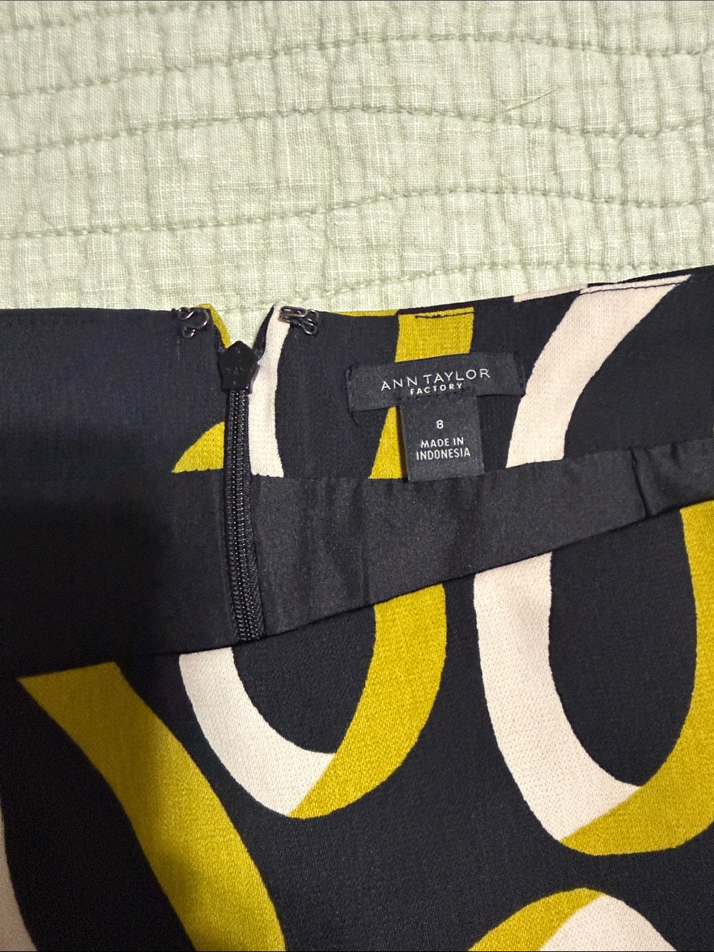 NWOT Black Patterned Pencil Skirt with Yellow and Green Swirl Print - Picture 4 of 4